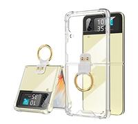 Progettata per Samsung Galaxy Z Flip 4 Custodia trasparente con anello - Custodia protettiva antiurto antiurto compatibile con Z Flip 4 5G 2022