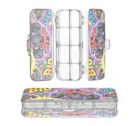 Progettato matita trasparente scatola di plastica monsters Trucks Big Power Comic Style