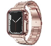 Progettato per cinturino e cassa Apple Watch, catena in acciaio inossidabile con copertura in TPU, cinturino per smartwatch serie 9, 8, 7, 6, 5, 4, 3, 2, 1, SE, 45 mm, 44 mm, 42 mm, oro rosa