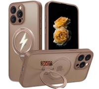 Progettato per iPhone 16 Pro con Custodia a Supporto Magnetico Girevole a 360°, Protezione Militare Sottile Traslucida Anti-Impronte Slim Cover 6.3" L'oro del deserto