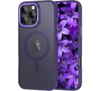 Progettato per iPhone 16 Pro con custodia Aerospace-Grade Aluminum Lens Guard, Protezione militare contro cadute Design sottile traslucido opaco con copertura anti-impronte 6.3" Viola