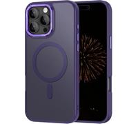 Progettato per iPhone 16 Pro Max con custodia Aerospace-Grade Aluminum Lens Guard, Protezione militare contro cadute Design sottile traslucido opaco con copertura anti-impronte 6.9" Viola