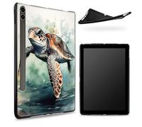 Progettato per Samsung Galaxy Tab S8 Plus 2022 / S7 FE 2021 / S7 Plus 2020 12,4 pollici, retro in gomma TPU opaca con tartaruga marina acquerello, custodia sottile in gomma morbida in silicone con S