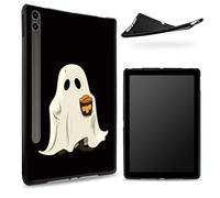 Progettato per Samsung Galaxy Tab S8 Plus 2022 / S7 FE 2021 / S7 Plus 2020 12,4 pollici, retro in gomma TPU opaca con fantasmi caffè, custodia sottile in gomma morbida in silicone con S Pen Holder