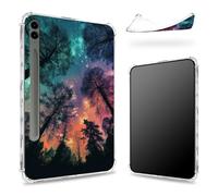 Progettato per Samsung Galaxy Tab S9 FE Plus 5G 12.4" 2023 Custodia con S Pen, retro trasparente con Forest Galaxy, sottile morbido TPU antiurto Bumper Cover