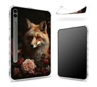 Progettato per Samsung Galaxy Tab S9 FE Plus 5G 12.4" 2023 Custodia con S Pen, retro trasparente con fiori di volpe, sottile e morbido TPU antiurto Bumper Cover