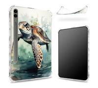 Progettato per Samsung Galaxy Tab S9 FE Plus 5G 12.4" 2023 Custodia con S Pen, retro trasparente con tartaruga marina acquerello, sottile morbido TPU antiurto Bumper Cover