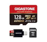 【Progettato per Switch 2】GIGASTONE microSDXC Express 128 GB, R/W fino a 880/500MB/s, compatibile con Nintendo Switch 2, fotocamera professionale, A1 V30 U3, con adattatore e lettore di schede USB-C