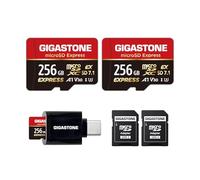 【Progettato per Switch 2】GIGASTONE microSDXC Express 256 GB(Set 2), SD 7.1, R/W fino a 880/650MB/s, compatibile con Switch 2, fotocamera professionale, A1 V30 U3, con 2 adattatori SD e lettore USB-C