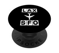 Progettazione del codice di viaggio del percorso dell'aereo LAX SFO PopSockets PopGrip Adesivo