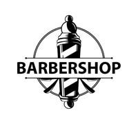 progettazione del logo del barbiere tipografia vintage Adesivi murali 67.2x74.1cm Personalizzazione personalizzata Nero