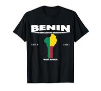 Progettazione della mappa del Benin con coordinate e soprannome Maglietta