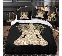 Progettazione della meditazione Set Di Copripiumino 3 Pezzi microfibra stampa 3D con federe con cerniera per cuscini Spiritualità indiana copripiumino for bambini e ragazze Single（140x200cm）