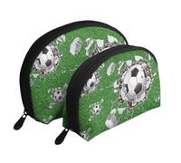 Progettazione di fori per palloni da calcio, Borsa per trucco a conchiglia Portamonete da donna Borsa da toilette piccola Borsa per cosmetici 2 pezzi