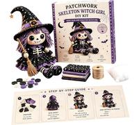 Progetto di cucito per decorazioni autunnali, C | Set di peluche patchwork scheletro di Halloween per la creazione della famiglia e l'esposizione da tavolo