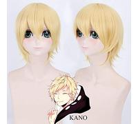 Progetto GHK Kano Shuuya Parrucca da uomo bionda dorata Cosplay Anime Parrucche sintetiche resistenti al calore dritte per Halloween Carnevale 30 cm
