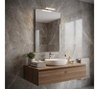 Progetto Specchio a Filo Rettangolare 60x80 cm con Lampada LED 18 cm Lucido