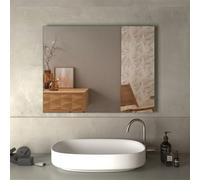 Progetto Specchio Bagno Rettangolare a Parete 90x70 cm in Acciaio e Vetro