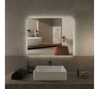 Progetto Specchio Bagno Rettangolare a Parete 90x75 cm in Acciaio e Vetro