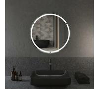 Progetto Specchio Bagno Tondo Ø70 cm con Luce LED in Acciaio e PVC