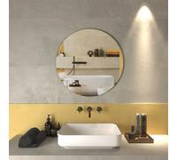Progetto Specchio Bagno Tondo a Parete Ø70 cm in Acciaio e Vetro
