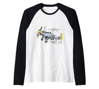 Progetto Vintage dell'aviazione dell'aereo da Combattimento della seconda Guerra Mondiale Maglia con Maniche Raglan