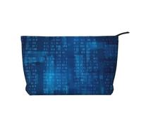 Programmatore Codice Binario Blu, Borsa per cosmetici in velluto a coste Borsa per il trucco Borsa da viaggio portatile