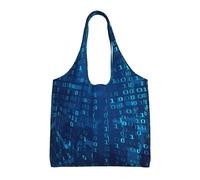 Programmatore Codice binario blu,Borse riutilizzabili, borse della spesa, borsa a tracolla in tela di grande capacità