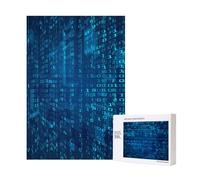 Programmatore Codice binario blu,Puzzle in legno da 300 pezzi per adulti e adolescenti