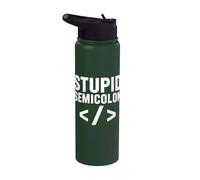 Programmatore divertente del codificatore del software del punto e virgola stupido Stainless Steel Insulated Water Bottle