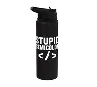 Programmatore divertente del codificatore del software del punto e virgola stupido Stainless Steel Insulated Water Bottle