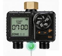 Programmatore Irrigazione 2 Uscite 2000mAh Ricaricabile IPX6 Impermeabile Timer Irrigazione, LCD 2.8", Ingresso in Ottone, Ritardo Pioggia, Irrigazione Automatica e Manuale per Giardino Cortile Prato