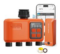 Programmatore Irrigazione WiFi 4 Zone, Controllo Remoto via App 300m, Compatibile Alexa Google, Timer Acqua Intelligente per Giardino con Ritardo Pioggia e Modalità Manuale