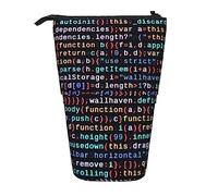Programmatore Programmazione Codice Stampa Telescopica Astuccio Penna Pouch Standing Portapenne Organizer Borse Con Cerniera Per Ufficio, Nero , Taglia unica