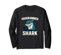 Programmatore Shark Funny Coding Humor Design Maglia a Manica