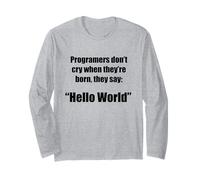 Programmatori Ciao Mondo Frase Divertente Geek Maglia a Manica