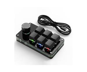 Programmazione Macro Manopola Personalizzata Tastiera 6 Tasti Copia Incolla Pulsante Tastiera da Gioco Photoshop, RGB 6 Tasti Cablati