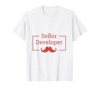 Programmazione Senior Developer Sviluppatore Senor Maglietta con Stampa Grafica Economica, Uomo, Bianco, L