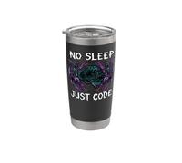 Programmer Hacker No Sleep Just Code Cyberpunk Brain Bicchiere termico in acciaio inox doppia parete