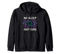 Programmer Hacker No Sleep Just Code Cyberpunk Brain Felpa con Cappuccio