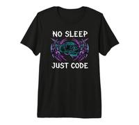 Programmer Hacker No Sleep Just Code Cyberpunk Brain Maglietta Premium