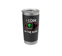 Programmer I Code In The Dark Retro Hacker Skull Bicchiere termico in acciaio inox doppia parete