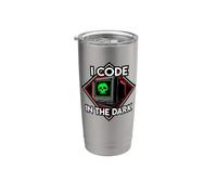 Programmer I Code In The Dark Retro Hacker Skull Bicchiere termico in acciaio inox doppia parete