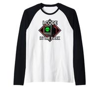 Programmer I Code in The Dark Retro Hacker Skull Maglia con Maniche Raglan