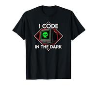 Programmer I Code in The Dark Retro Hacker Skull Maglietta
