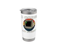 Programmer Retro Computer I Code At Night Bicchiere termico in acciaio inox doppia parete