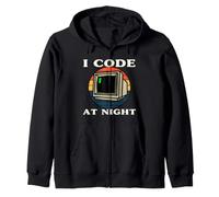 Programmer Retro Computer I Code At Night Felpa con Cappuccio