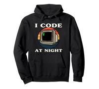 Programmer Retro Computer I Code At Night Felpa con Cappuccio