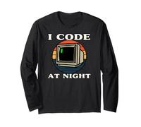 Programmer Retro Computer I Code At Night Maglia a Manica