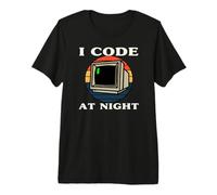 Programmer Retro Computer I Code At Night Maglietta Premium